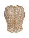 Lapointe Women's Net Mesh Sequin Cape T-shirt In Gold