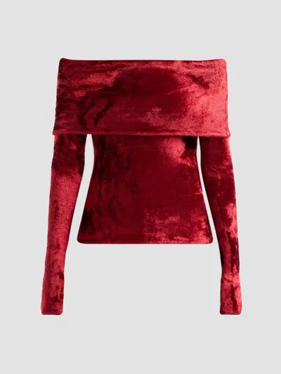 Lapointe Women's Off-the-shoulder Velvet Top In Red