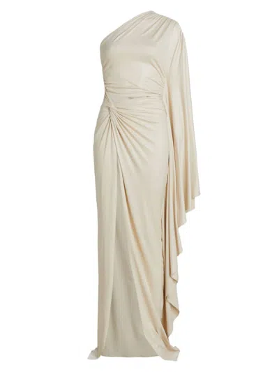 Lapointe Women's One-shoulder Coated Jersey Gown In Sand