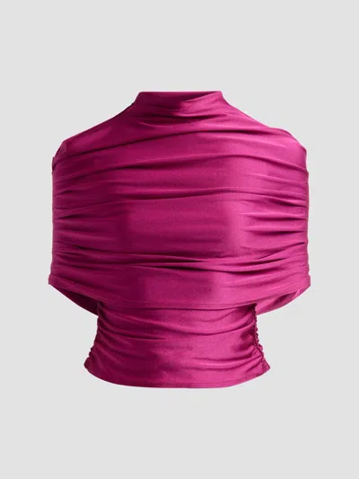 Lapointe Women's Pleated Foldover Blouse In Pink