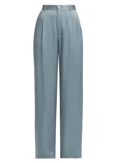 Lapointe Women's Pleated Satin Relaxed-fit Pants In Blue