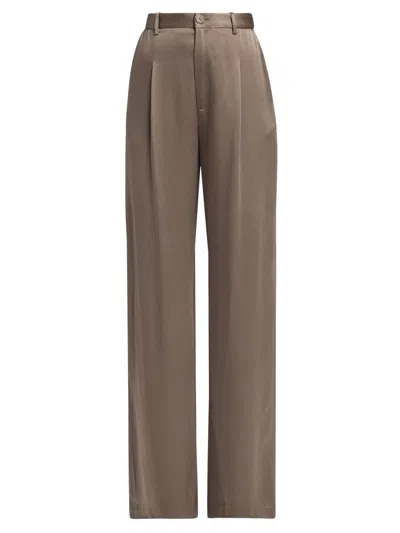 Lapointe Women's Pleated Satin Relaxed-fit Pants In Gray