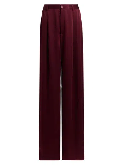 Lapointe Women's Pleated-front Satin Pants In Burgundy