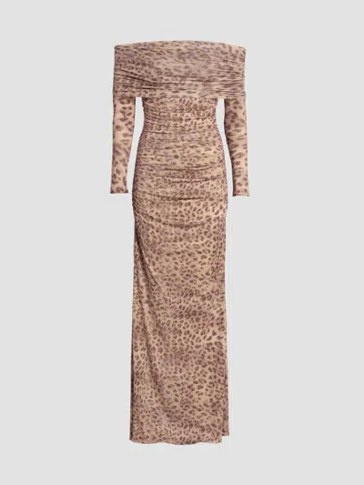Lapointe Women's Printed Jersey Off-the-shoulder Maxi Dress In Snow Leopard