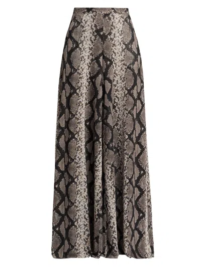 Lapointe Women's Python Print Mesh Wide-leg Pants In Multi