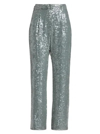 Lapointe Women's Re-edition Sequined D-ring Belted Pants In Blue