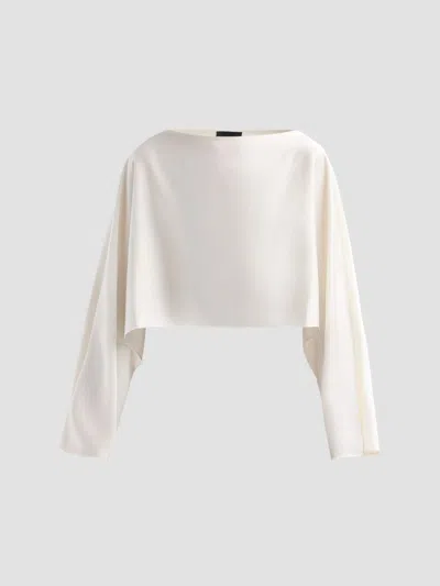 Lapointe Women's Satin Boatneck Kaftan Top In White