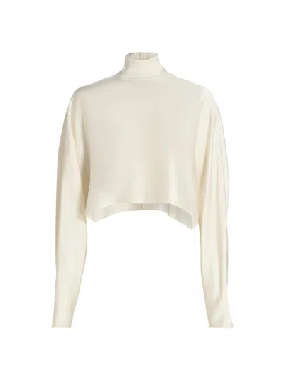 LAPOINTE WOMEN'S SATIN CAFTAN CROP TOP