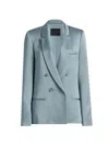 Lapointe Satin Double Breasted Blazer In Blue