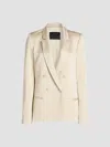 Lapointe Satin Double-breasted Jacket In Sand