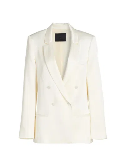 Lapointe Women's Satin Double-breasted Blazer In White