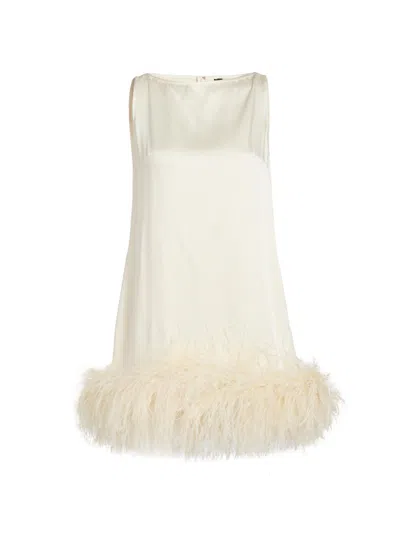 Lapointe Women's Satin Feather-hem Shift Minidress In White