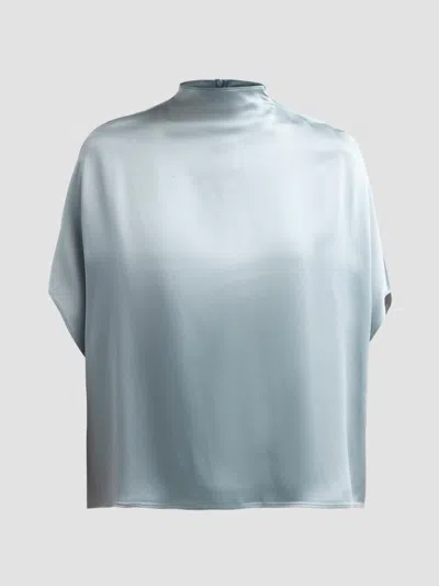 Lapointe Women's Satin Mock Turtleneck Blouse In Blue
