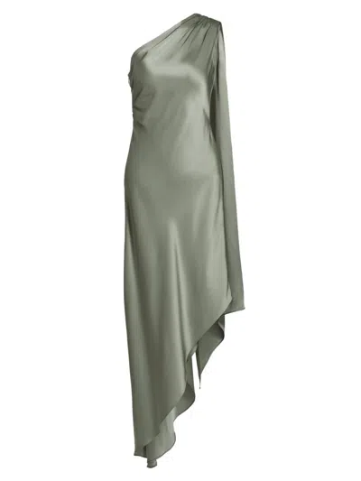 Lapointe Women's Satin One-shoulder Cocktail Dress In Green
