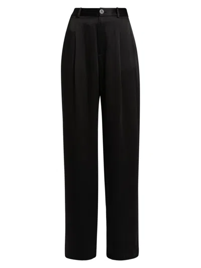 Lapointe Women's Satin Pleated Straight-leg Pants In Black