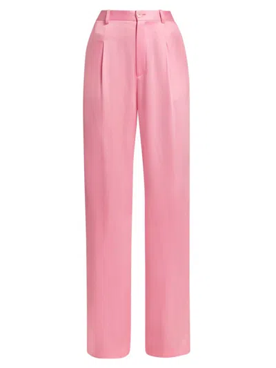 Lapointe Women's Satin Pleated Straight-leg Pants In Pink