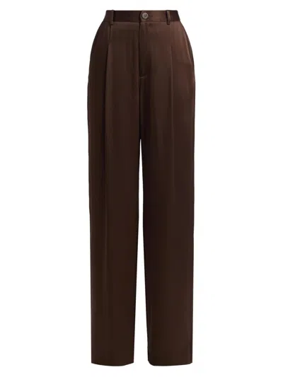 Lapointe Women's Satin Relaxed Pleated Pants In Burgundy