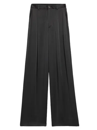 Lapointe Women's Satin Relaxed Pleated Pants In Black