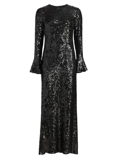 Lapointe Women's Sequined Flare-sleeve Sheath Gown In Green