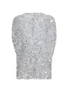 Lapointe Mesh Sequin Cape Tee In Silver