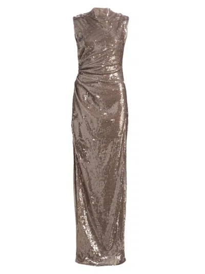 Lapointe Women's Sequined Ruched Slip Gown In Brown
