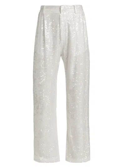 Lapointe Women's Sequined Straight-leg Crop Pants In White