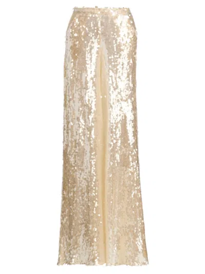 Lapointe Women's Sequined Wide-leg Pants In Silver