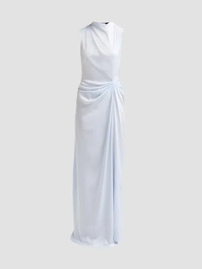 Lapointe Women's Sleeveless Draped Lightweight Satin Gown In White