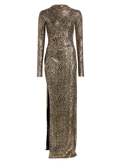 Lapointe Women's Snake-print Slit Gown In Gold