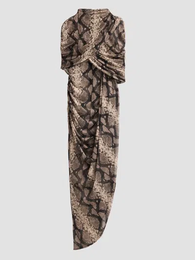 Lapointe Women's Snakeskin Print Draped Maxi Dress In Multi