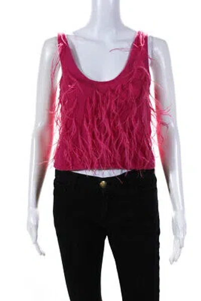 Pre-owned Lapointe Womens Cashmere Feather Embroidered Crop Tank - Magenta Size L In Purple