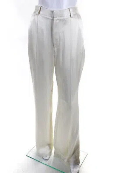 Pre-owned Lapointe Womens Doubleface Satin High Waisted Flare Leg Pants - Cream Size 6 In White
