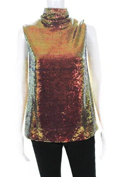Pre-owned Lapointe Womens Iridescent Sequins Draped Neck Shift Tank - Multi Size 2 In Multicolor