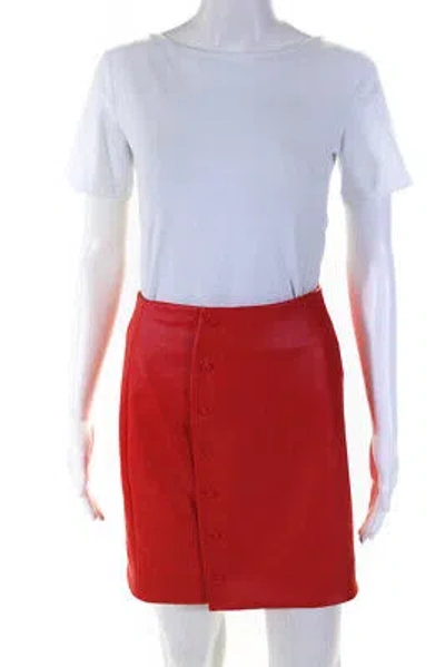 Pre-owned Lapointe Womens Stretch Faux Leather Side Snap Mini Skirt - Poppy Size 2 In Red