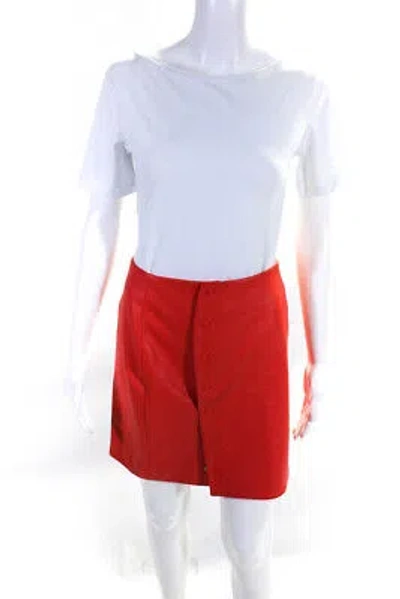 Pre-owned Lapointe Womens Stretch Faux Leather Side Snap Mini Skirt - Poppy Size 4 In Red