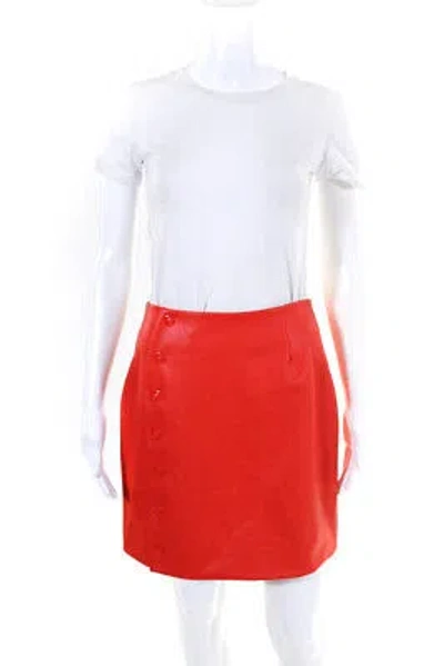 Pre-owned Lapointe Womens Stretch Faux Leather Side Snap Mini Skirt - Poppy Size 6 In Red