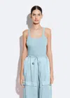 Lapointe Wool Silk Tank In Soft Blue