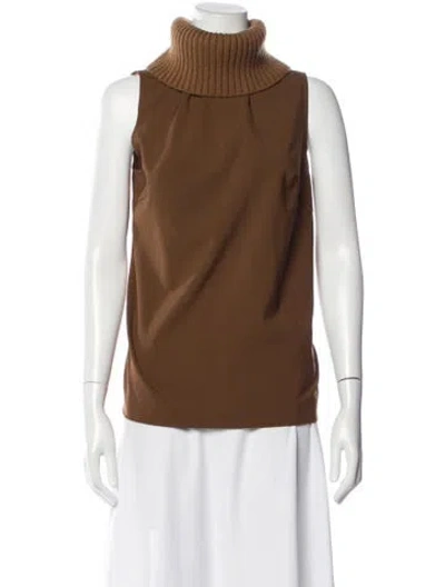 Pre-owned Lapointe Wool Turtleneck Top In Brown