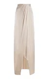 Lapointe Wrap-effect Satin Maxi Skirt In White
