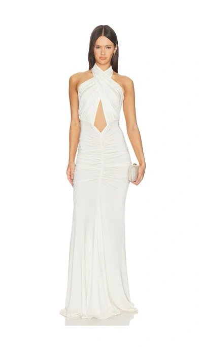 Lapointe Jersey Sleeveless Halter Ruched 가운 In White