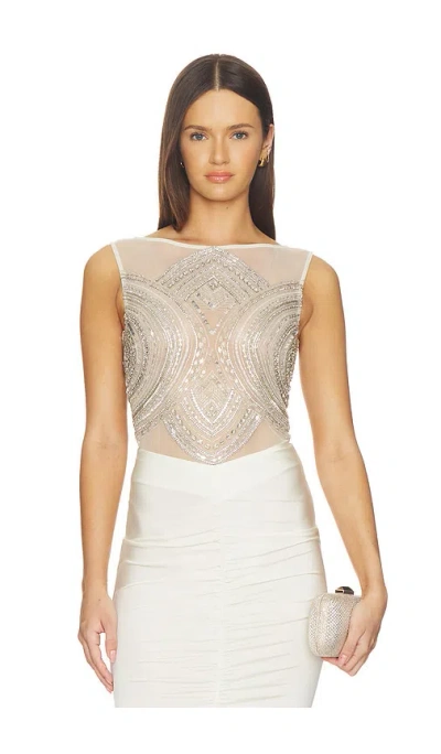 Lapointe X Revolve Mosaic Embroidered Bodysuit In White