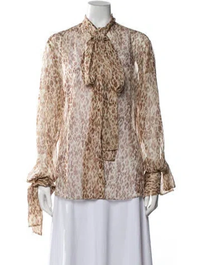 Pre-owned Laquan Smith Animal Print Long Sleeve Blouse W/ Tags In Multicolor