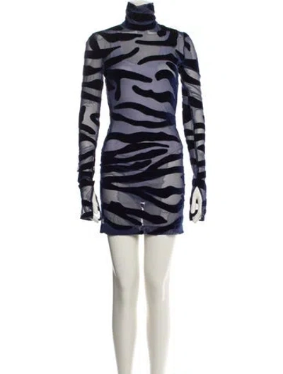 Pre-owned Laquan Smith Animal Print Mini Dress In Purple