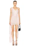Laquan Smith Asymmetric Ruffled Silk Mini Dress In Pink