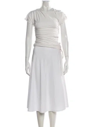 Pre-owned Laquan Smith Asymmetrical Short Sleeve Top In White