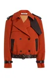 Laquan Smith Belted Cotton-blend Jacket In Brown
