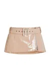 Laquan Smith Belted Leather Mini Skirt In Light Pink