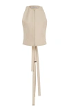 Laquan Smith Belted Silk-cotton Top In Neutral