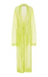Laquan Smith Belted Silk Robe In Yellow