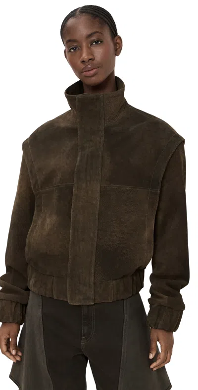 Laquan Smith Bomber Jacket With Front Placket Cognac